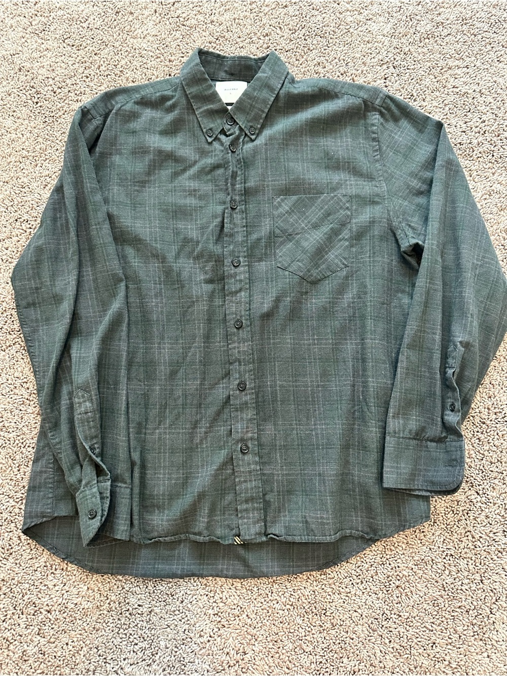 Billy Reid Standard Fit Gray Plaid Button Down Shirt Large
